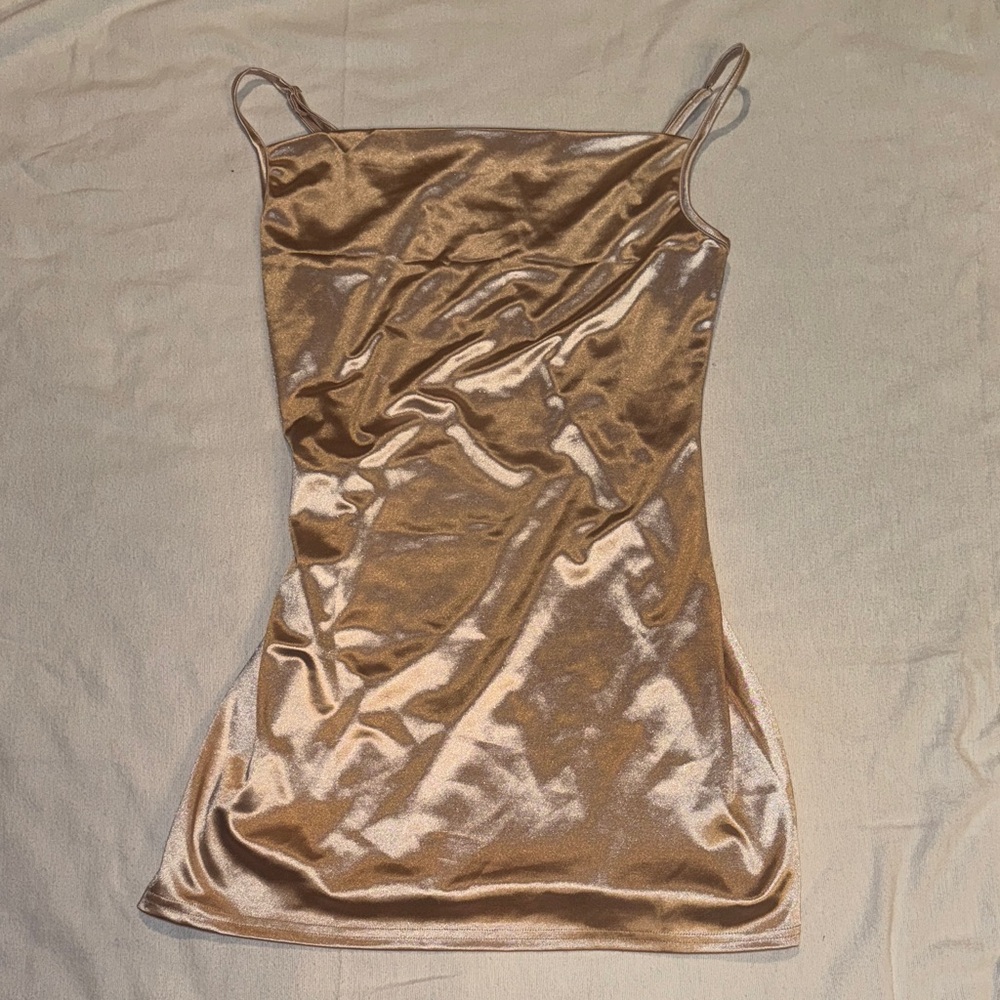 Sleek Gold Slip Dress